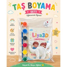 Liya3D Çocuk Taş Boyama Seti Dinozor – Boyama Aktivite Seti, Fırça ve 6 Renk Boya Dahil, Eğitici Oyuncak