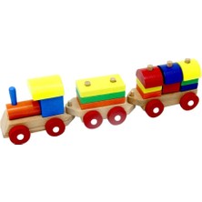Özbience Eğitici Ahşap Bloklar ile Renkli Tren Oyun Seti