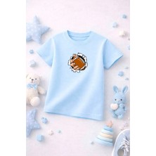 Futbol Temalı Baskılı Kız Erkek Çocuk Tshirt Tişört Tee Rahat Yumuşak 100% Pamuk