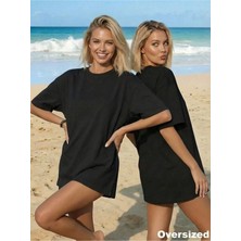 2’li Kadın %100 Pamuk Oversize Tişört – Basic Model, Günlük Rahat Salaş Stil