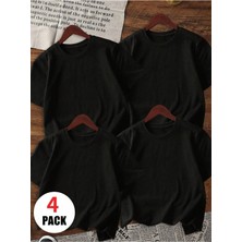 4’lü Çocuk Tişört Seti %100 Pamuk Oversize Rahat Kalıp Unisex Basic T-Shirt + Şort Hediyeli