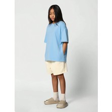 Kız Çocuk Tişört %100 Pamuk Oversize Rahat Kalıp Basic T-Shirt