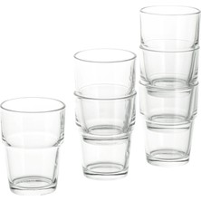 IKEA 6 Adet Cam Bardak Yükseklik 9 cm 6'lı Set Su Meşrubat Bardağı Hacim 170 ml Şeffaf