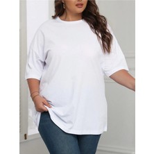%100 Pamuk Oversize Kadın Tişört – Basic Rahat Yazlık Model