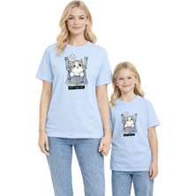 Anne Kız Kombin Mor Tişört – %100 Pamuk, Unisex Oversize, Baskılı, Günlük Rahat T-Shirt