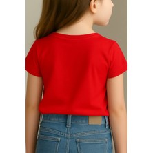 Futbol Temalı Baskılı Kız Erkek Çocuk Tshirt Tişört Tee Rahat Yumuşak 100% Pamuk