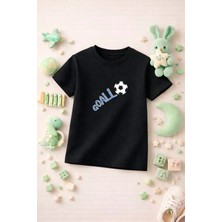 Futbol Temalı Baskılı Kız Erkek Çocuk Tshirt Tişört Tee Rahat Yumuşak 100% Pamuk