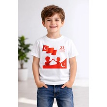 23 Nisan Bayramı Tema Baskılı %100 Pamuk Tişört\t-Shirt