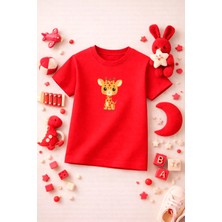 Baskılı Sevimli Çocuk Tshirt Tişört Tee Rahat Yumuşak 100% Pamuk