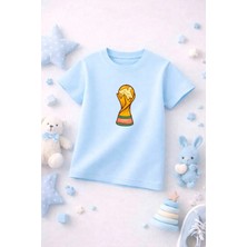 Futbol Temalı Baskılı Kız Erkek Çocuk Tshirt Tişört Tee Rahat Yumuşak 100% Pamuk