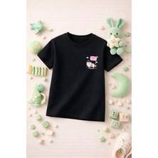 Unicorn Baskılı Sevimli Kız Erkek Çocuk Tshirt Tişört Tee Rahat Yumuşak 100% Pamuk
