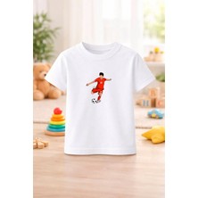 Futbol Temalı Baskılı Kız Erkek Çocuk Tshirt Tişört Tee Rahat Yumuşak 100% Pamuk
