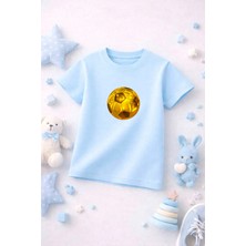 Futbol Temalı Baskılı Kız Erkek Çocuk Tshirt Tişört Tee Rahat Yumuşak 100% Pamuk