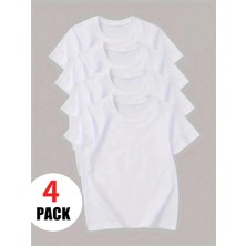 4’lü Çocuk Tişört Seti %100 Pamuk Oversize Rahat Kalıp Erkek Basic T-Shirt + Şort Hediyeli