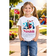 23 Nisan Egemenlik ve Çocuk Bayramı Tema Baskılı %100 Pamuk Tişört \ T-Shirt