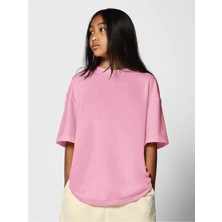 Kız Çocuk Oversize Basic Tişört %100 Pamuk Günlük Rahat Kalıp T-Shirt