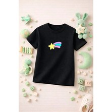 Unicorn Baskılı Sevimli Kız Erkek Çocuk Tshirt Tişört Tee Rahat Yumuşak 100% Pamuk