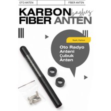 Baghes Siyah Universal Karbon Fiber Oto Radyo Anteni Çubuk Anten 12 cm