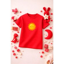 Baskılı Sevimli Çocuk Tshirt Tişört Tee Rahat Yumuşak 100% Pamuk