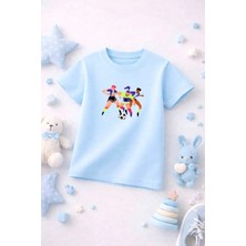 Futbol Temalı Baskılı Kız Erkek Çocuk Tshirt Tişört Tee Rahat Yumuşak 100% Pamuk