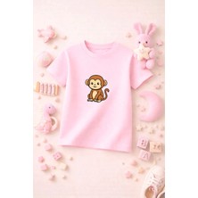 Baskılı Sevimli Çocuk Tshirt Tişört Tee Rahat Yumuşak 100% Pamuk