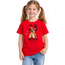 23 Nisan Temalı %100 Pamuk Baskılı Tişört\t-Shirt