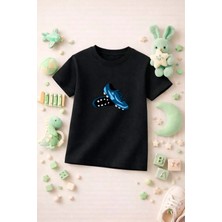 Futbol Temalı Baskılı Kız Erkek Çocuk Tshirt Tişört Tee Rahat Yumuşak 100% Pamuk