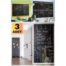 Özbience 3'lü Çok Amaçlı Kara Tahta Sticker, 200X60 Cm, Yapışkanlı Folyo