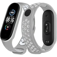 Hayat Store Xiaomi Mi Band 6 Spor Delikli Kordon (Saat Değildir) - Gri-Kırmızı