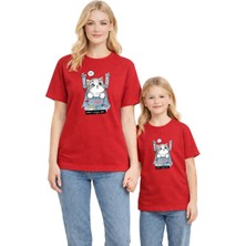 Anne Kız Kombin Mor Tişört – %100 Pamuk, Unisex Oversize, Baskılı, Günlük Rahat T-Shirt