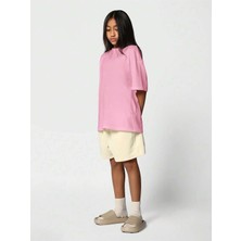 Kız Çocuk Tişört %100 Pamuk Oversize Rahat Kalıp Basic T-Shirt