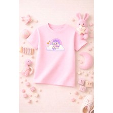 Unicorn Baskılı Sevimli Kız Erkek Çocuk Tshirt Tişört Tee Rahat Yumuşak 100% Pamuk
