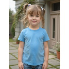 Kız Çocuk Tişört %100 Pamuk Oversize Rahat Kalıp Basic T-Shirt + Siyah Şort Hediyeli