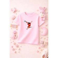 Futbol Temalı Baskılı Kız Erkek Çocuk Tshirt Tişört Tee Rahat Yumuşak 100% Pamuk
