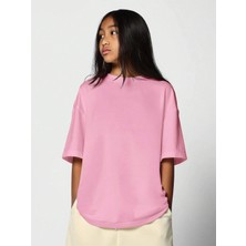 Kız Çocuk Oversize Basic Tişört %100 Pamuk Günlük Rahat Kalıp T-Shirt