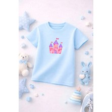 Unicorn Baskılı Sevimli Kız Erkek Çocuk Tshirt Tişört Tee Rahat Yumuşak 100% Pamuk