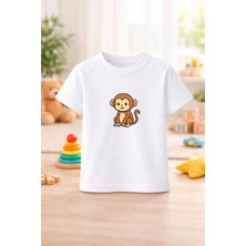 Baskılı Sevimli Çocuk Tshirt Tişört Tee Rahat Yumuşak 100% Pamuk