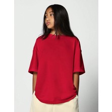 Kız Çocuk Oversize Basic Tişört %100 Pamuk Günlük Rahat Kalıp T-Shirt