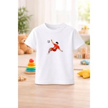 Futbol Temalı Baskılı Kız Erkek Çocuk Tshirt Tişört Tee Rahat Yumuşak 100% Pamuk
