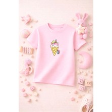 Unicorn Baskılı Sevimli Kız Erkek Çocuk T-Shirt Tişört Rahat Yumuşak 100% Pamuk