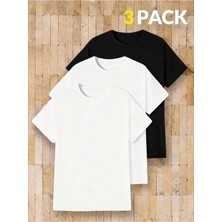 Erkek Oversize Bisiklet Yaka Tişört %100 Pamuk Basic Düz Unisex Tişört