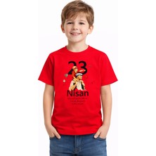23 Nisan Baskı Temalı %100 Pamuk Tişört\t-Shirt