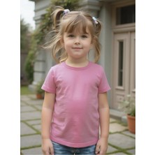 Kız Çocuk Tişört %100 Pamuk Oversize Rahat Kalıp Basic T-Shirt + Siyah Şort Hediyeli