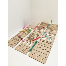 Özbience Eğitici Ahşap Çizim Kartları, Montessori Öğrenme Seti, Çocuklar Için Eğitim Materyali