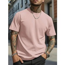 %100 Organik Pamuk Oversize Kalıp Bisiklet Yaka Erkek Tişört \ T-Shirt