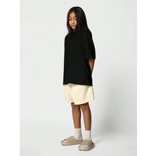 Kız Çocuk Tişört %100 Pamuk Oversize Rahat Kalıp Basic T-Shirt