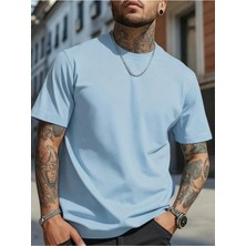 %100 Organik Pamuk Oversize Kalıp Bisiklet Yaka Erkek Tişört \ T-Shirt