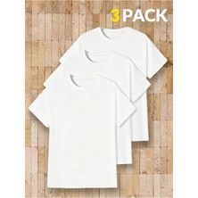 Erkek Oversize Bisiklet Yaka Tişört %100 Pamuk Basic Düz Unisex Tişört