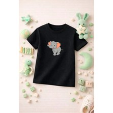 Baskılı Sevimli Çocuk Tshirt Tişört Tee Rahat Yumuşak 100% Pamuk