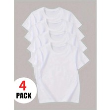 4’lü Çocuk Tişört Seti %100 Pamuk Oversize Rahat Kalıp Erkek Basic T-Shirt + Şort Hediyeli
